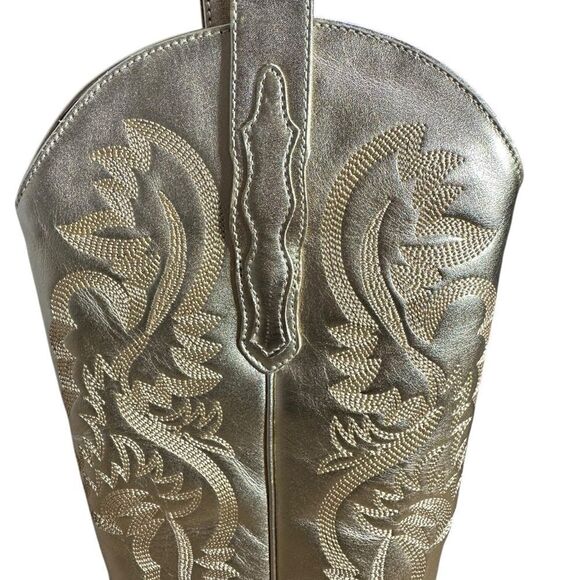 Jeffrey Campbell Dagget Gold Leather Cowboy Boots | Size 7.5 - Picture 6 of 13